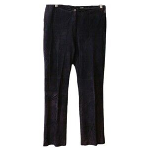 Isda & Co Dark Brown Suede Leather Pants 12 - Straight Leg Boho Trousers